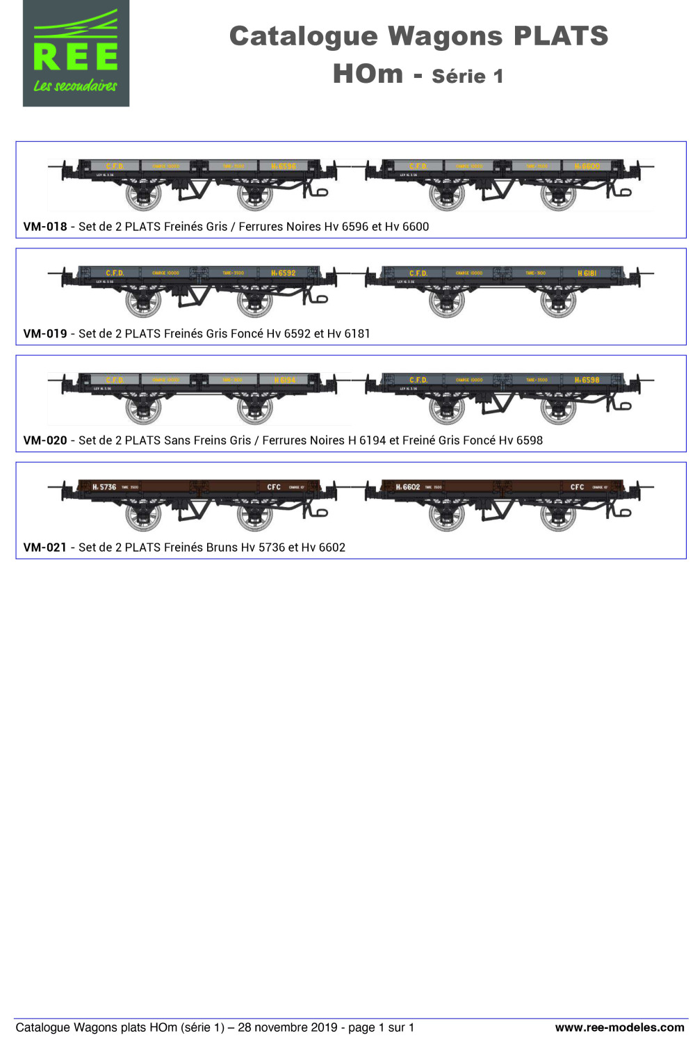 REE MODÈLES - Rails Europ Express - Flat wagons (1st series)