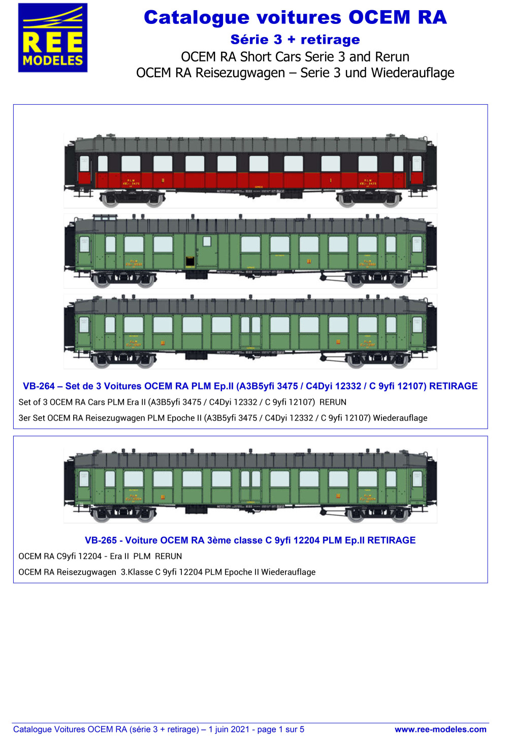 REE MODÈLES - Rails Europ Express - OCEM RA passenger coaches (3rd series & rerun)