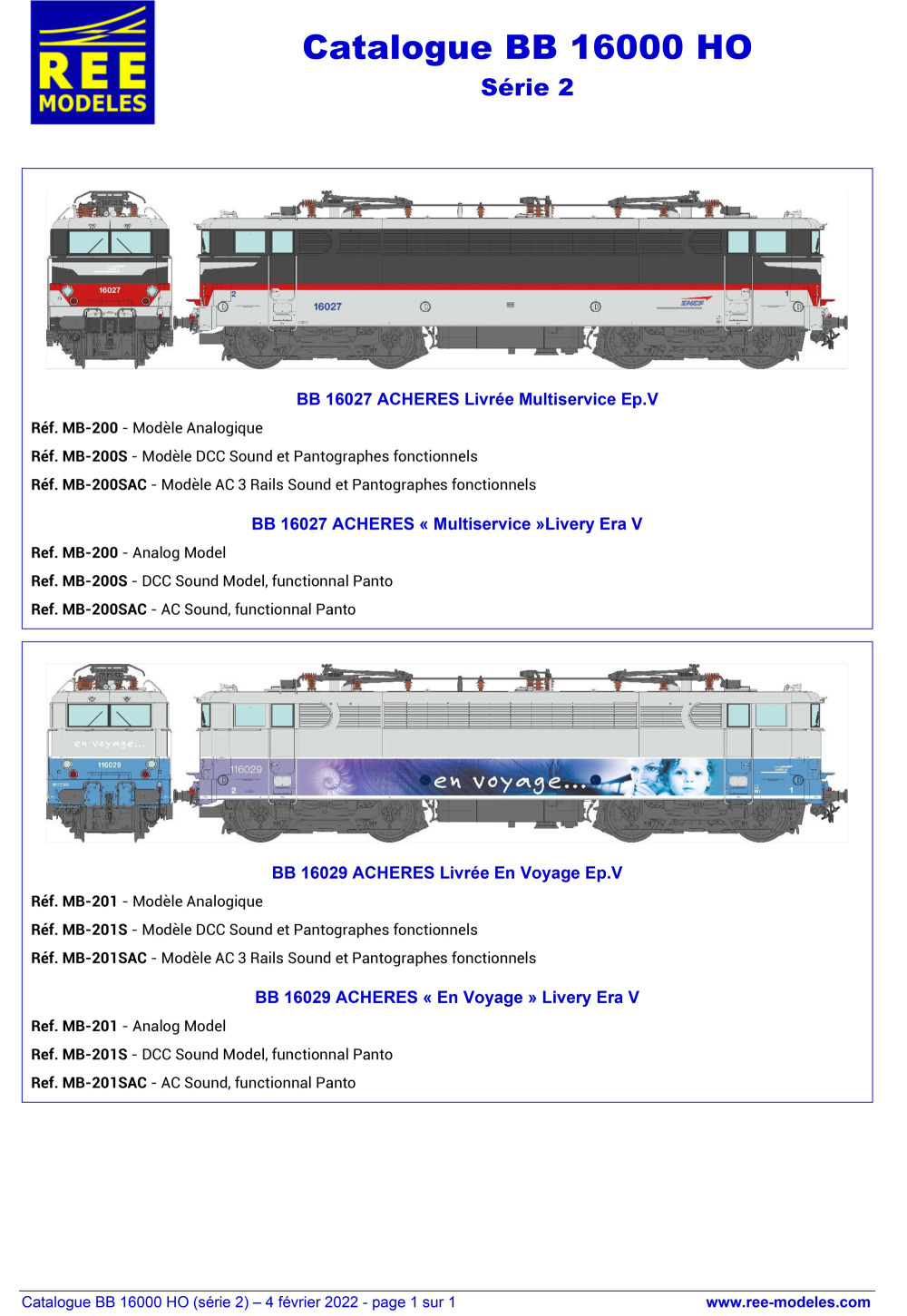 Rails Europ Express - SNCF - BB 16000 electric locomotives (2nd series)