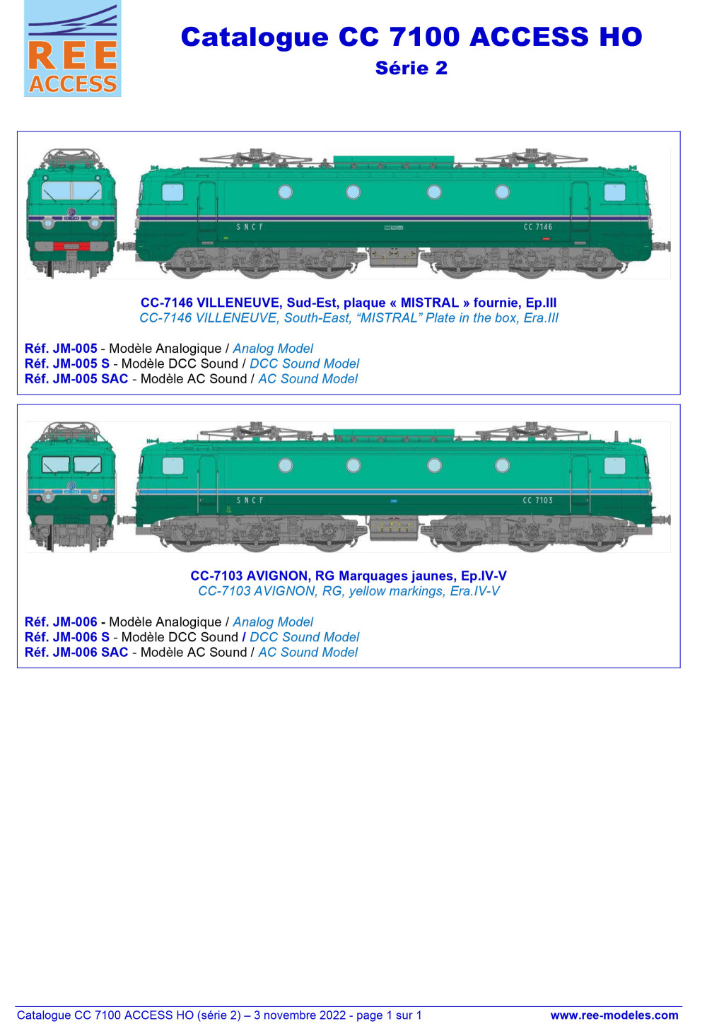Rails Europ Express - SNCF - CC 7100 electric locomotives (updated)