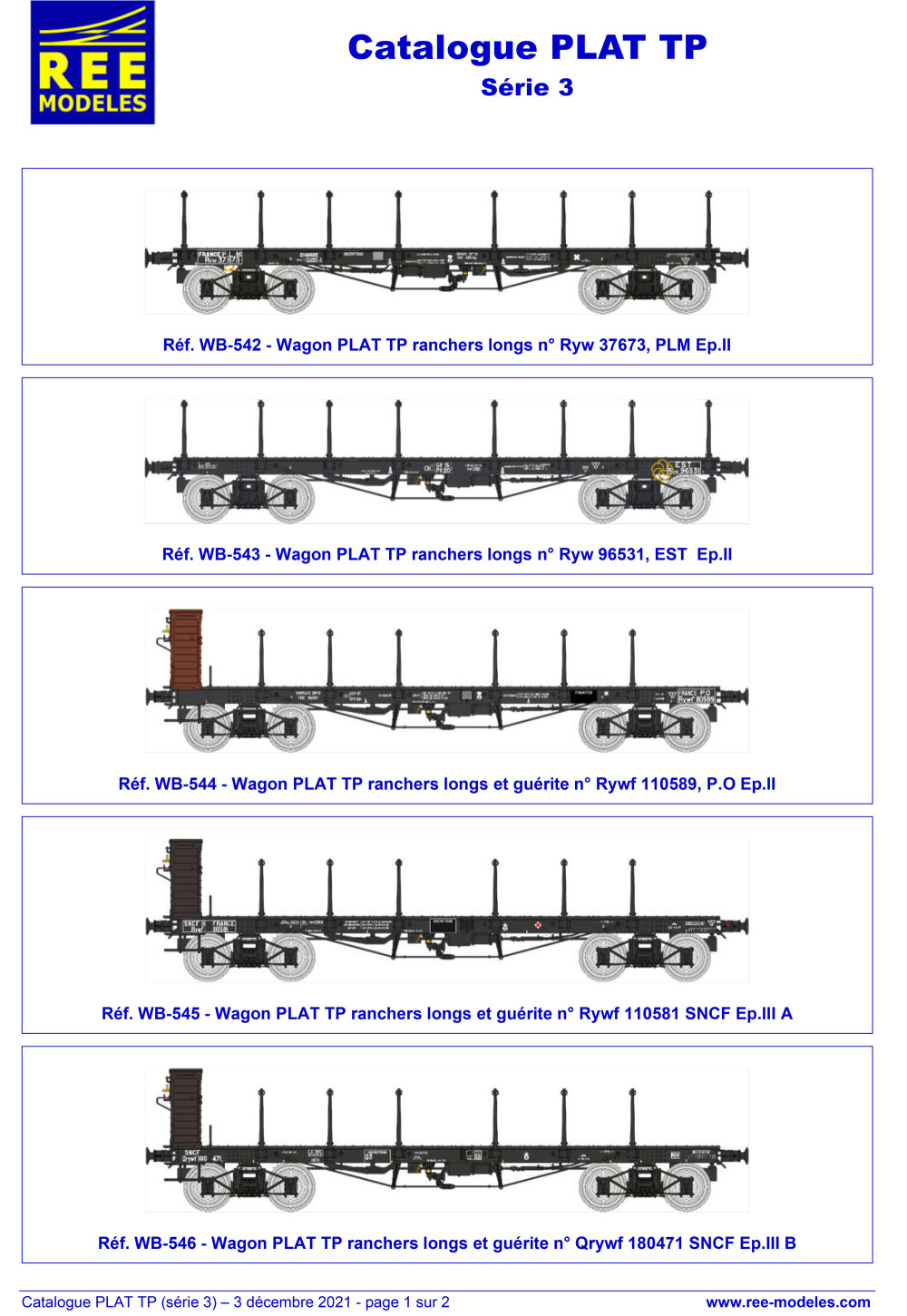 REE MODÈLES - Rails Europ Express - SNCF - TP flat freight wagons (eras II - IV)