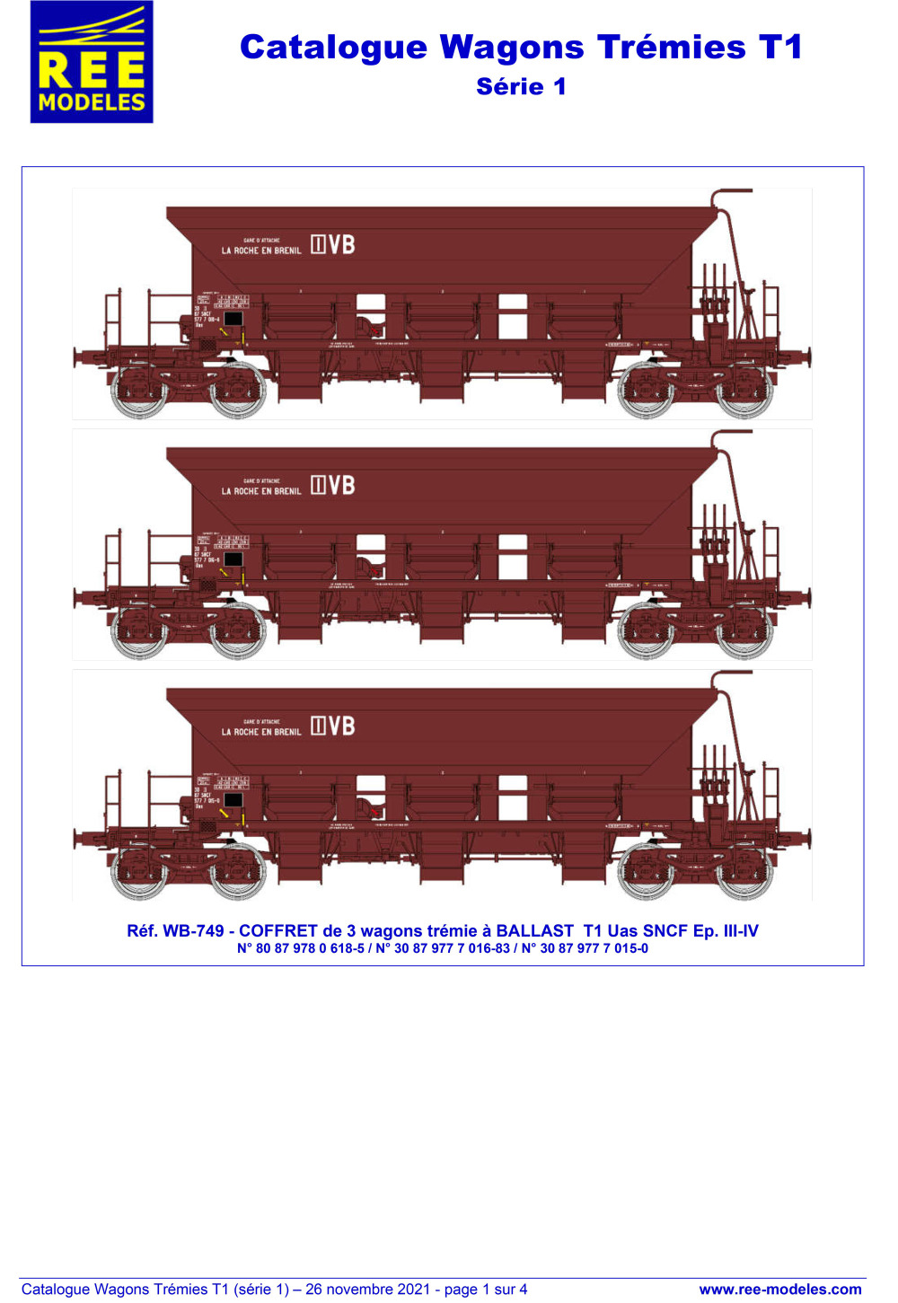 REE MODÈLES - Rails Europ Express - SNCF/SNCB - T1 Uas freight wagons