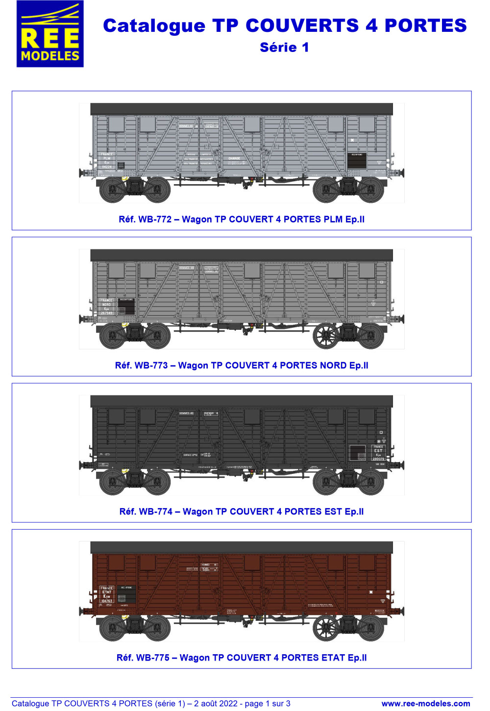REE MODÈLES - Rails Europ Express - TP covered freight wagons (1st series)
