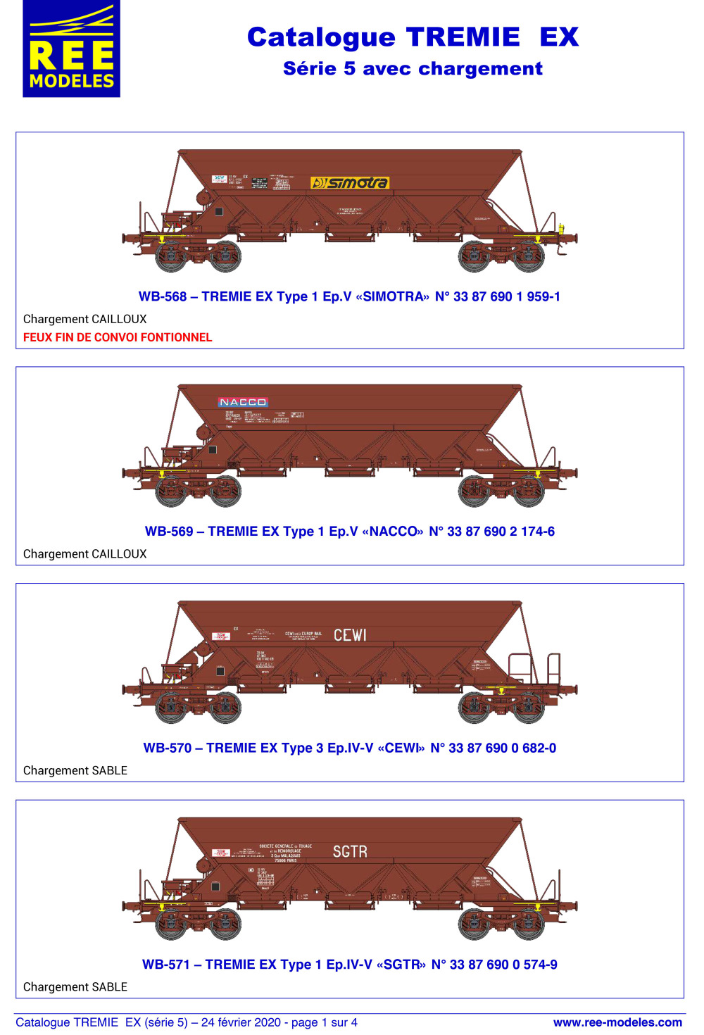 REE MODÈLES - Rails Europ Express - Hopper wagons (5th series)