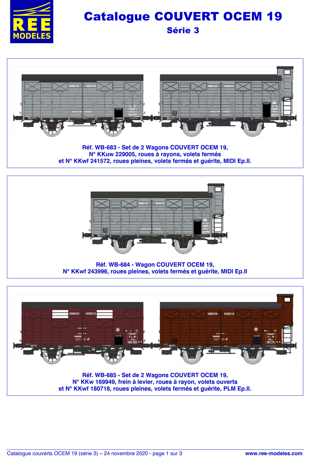 REE MODÈLES - Rails Europ Express - OCEM 19 freight wagons