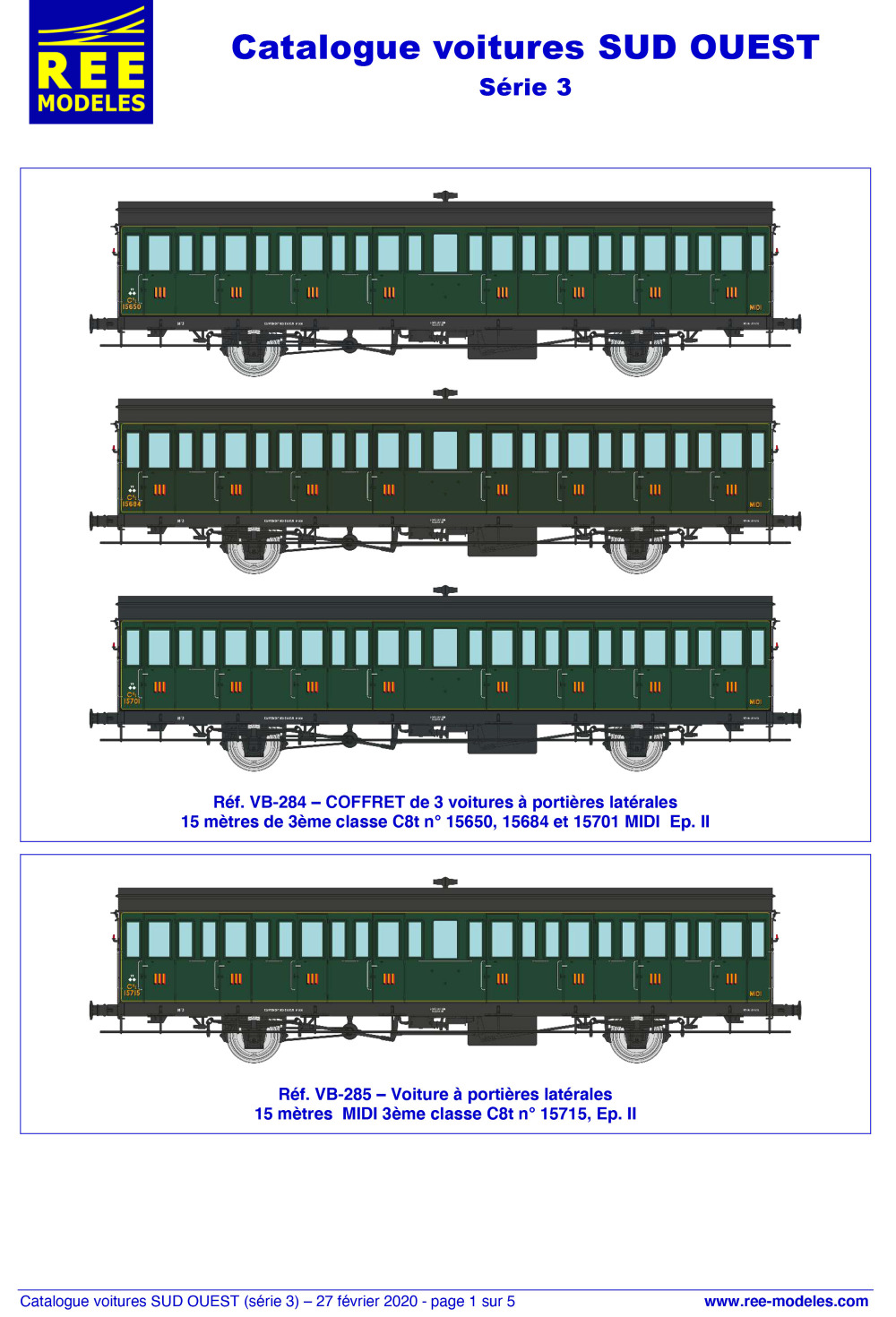 REE MODÈLES - Rails Europ Express - South West passenger coaches