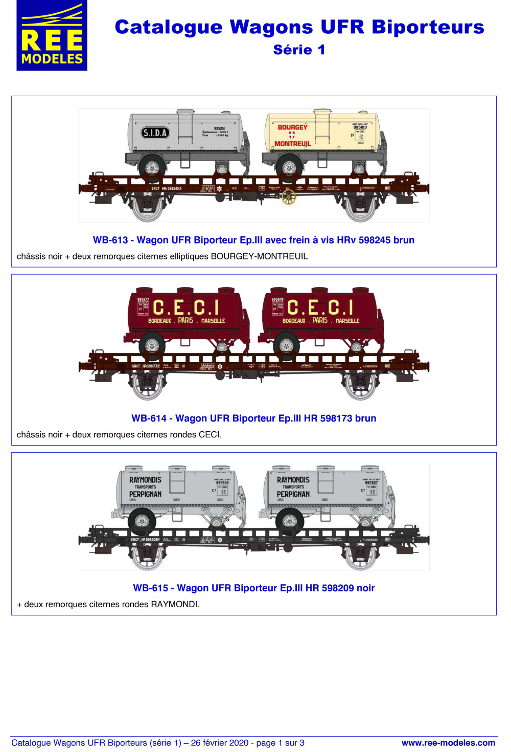 REE MODÈLES - Rails Europ Express - UFR freight wagons