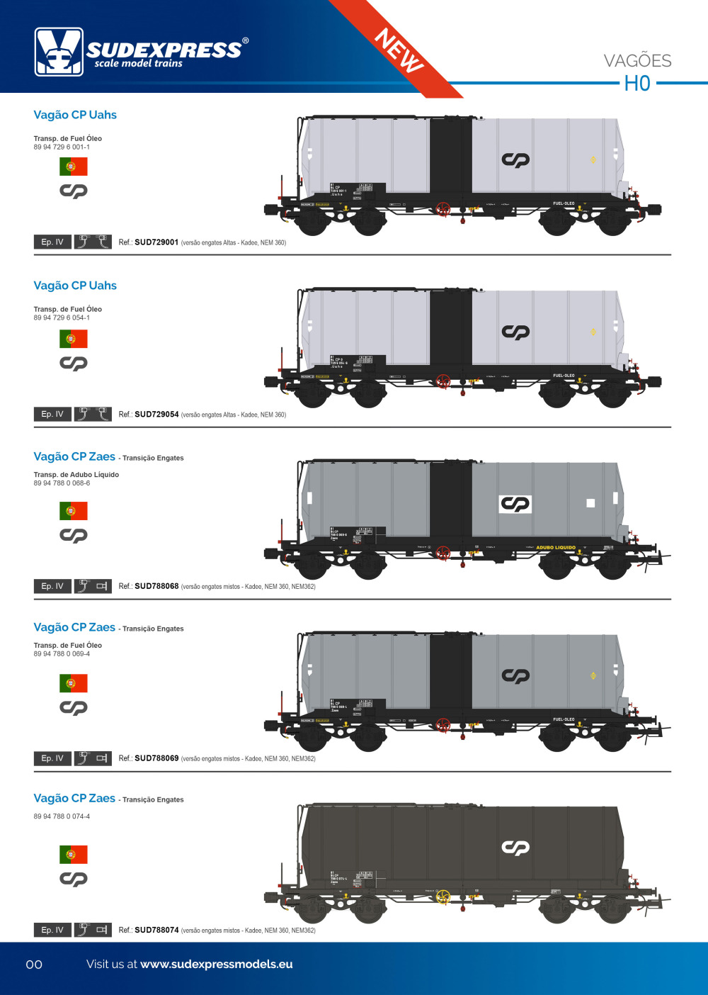 Sudexpress - CP - Uahs / Zaes freight wagons