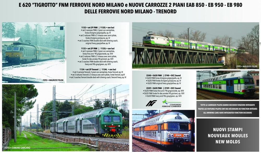 ViTrains - E 620 "Tigrotto" electrici locomotive & double decker coaches