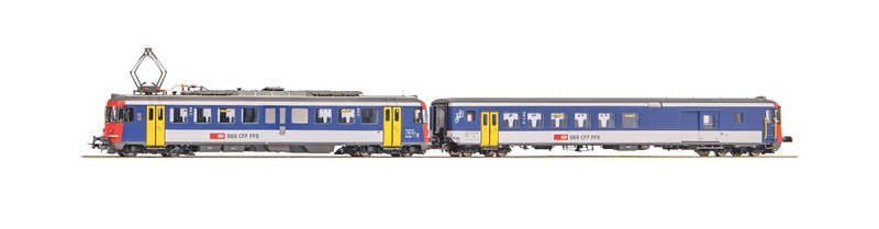 SBB CFF FFS - RBe 540 043-7 railcar & BDt EW II passenger / luggage car