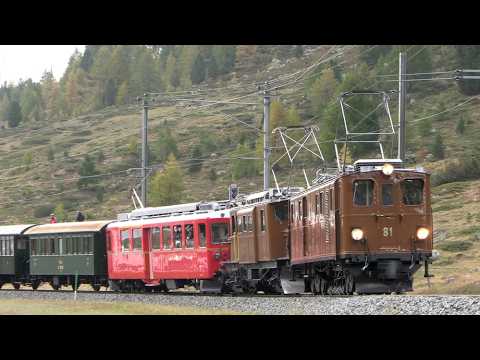 Video: Bernina Bahn - mit den historischen Fahrzeugen von St. Moritz nach Tirano (Rhätische Bahn)