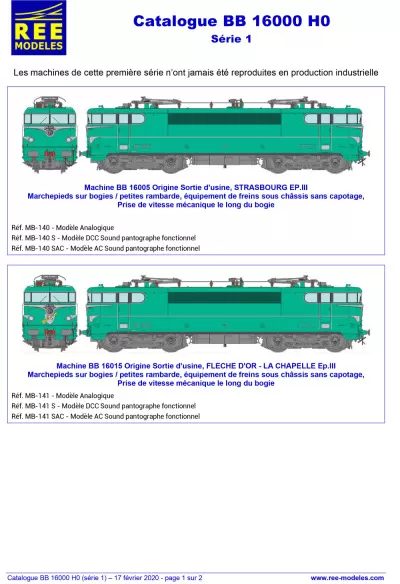 SNCF - BB 16000 electric locomotive - Rails Europ Express (REE) Modèles