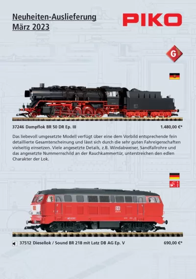 Neuheiten-Auslieferung März 2023 - PIKO