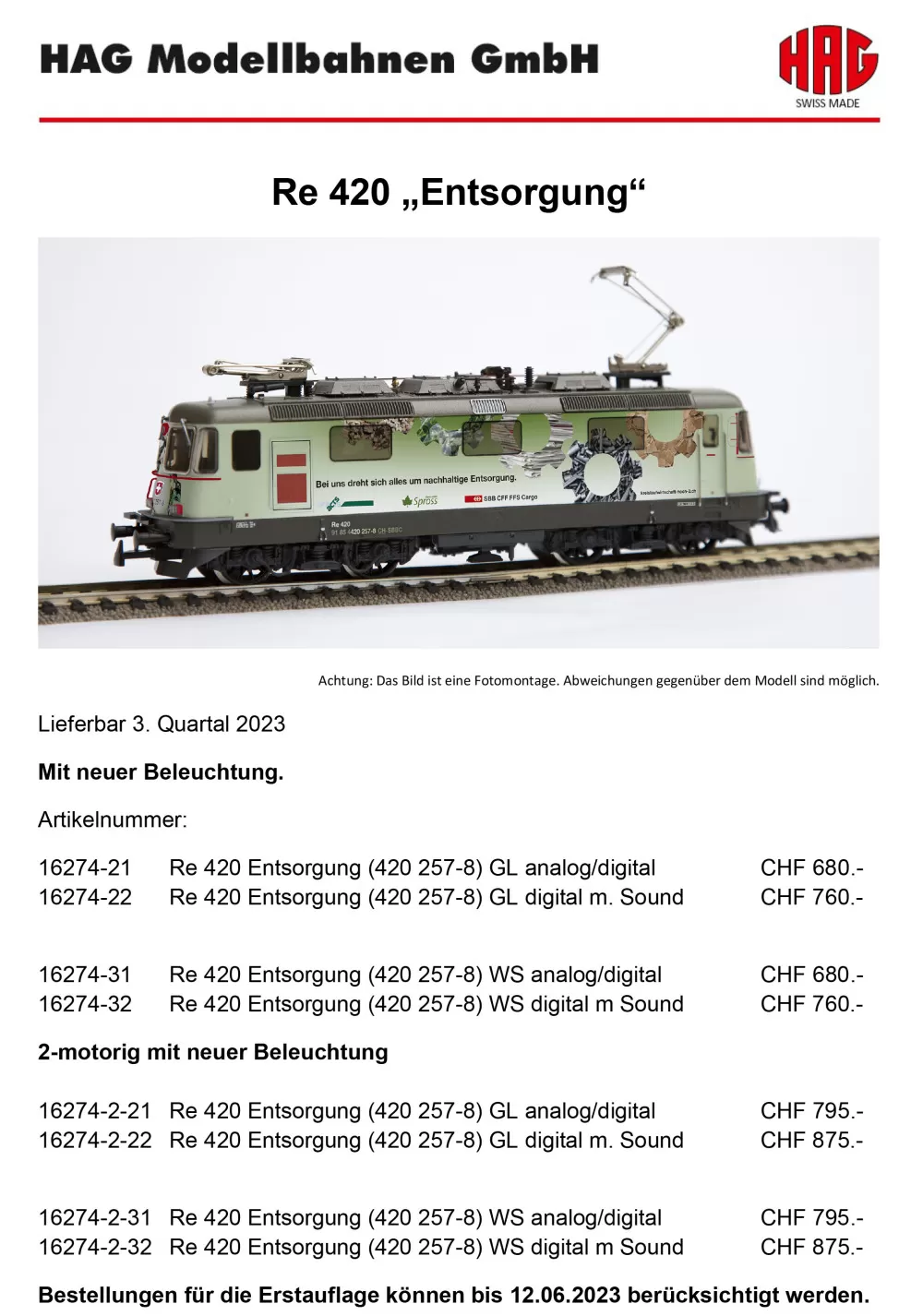 HAG - SBB Cargo - Re 420 "Entsorgung"