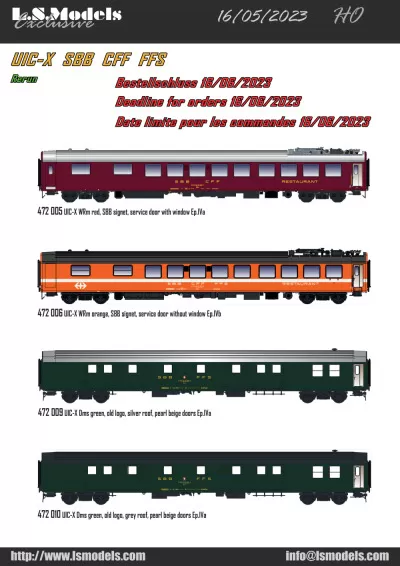 SBB CFF FFS - UIC-X passenger coaches - LS Models