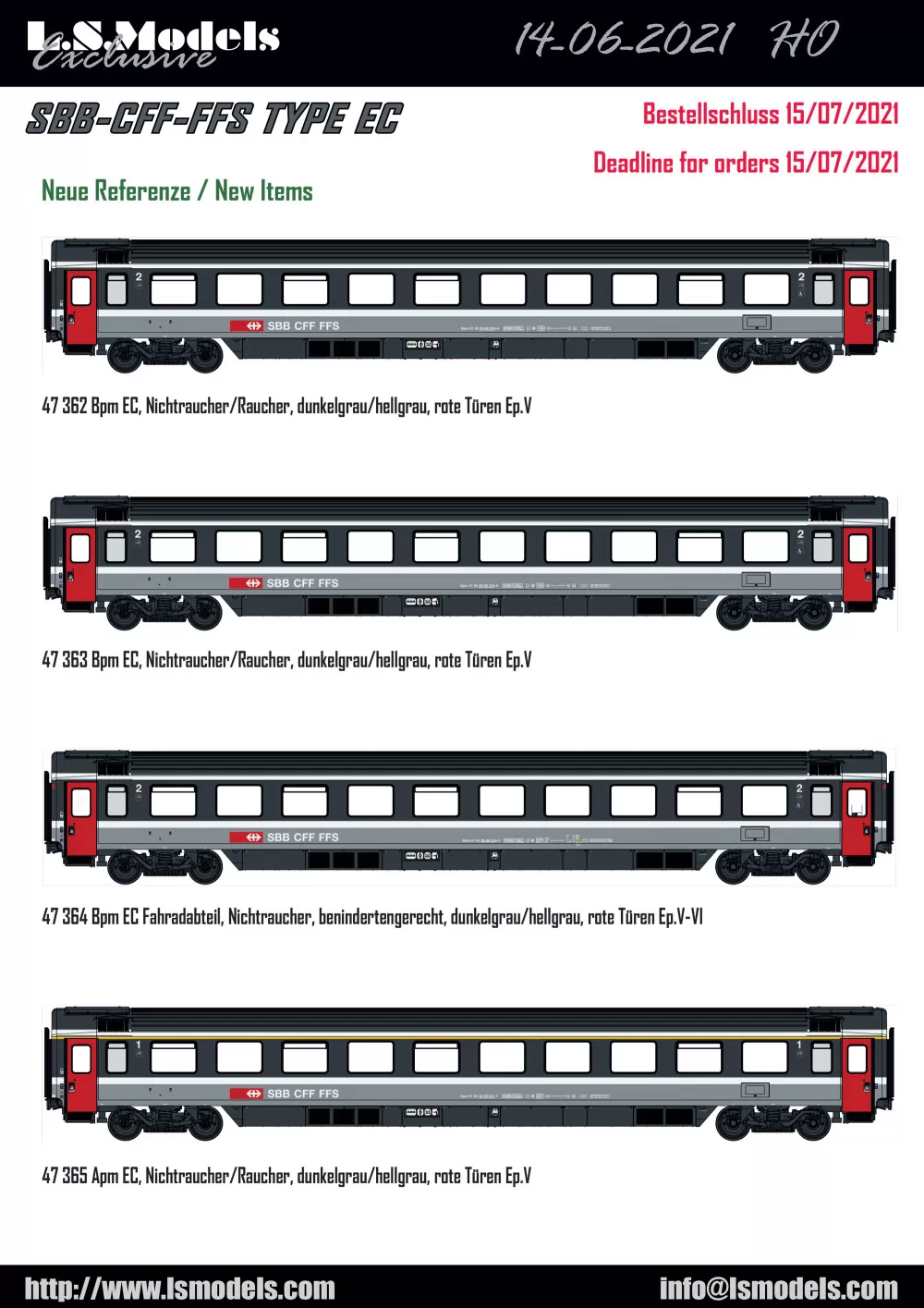 LS Models - SBB CFF FFS - EuroCity passenger coaches