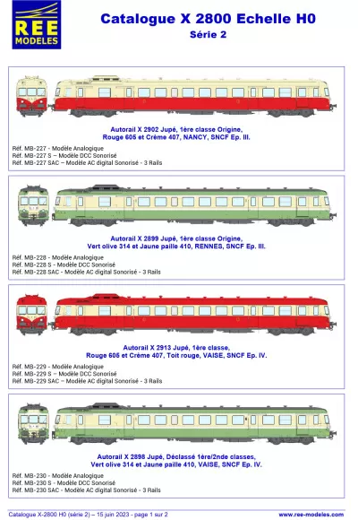 SNCF - X 2800 diesel railcar - Rails Europ Express (REE) Modèles