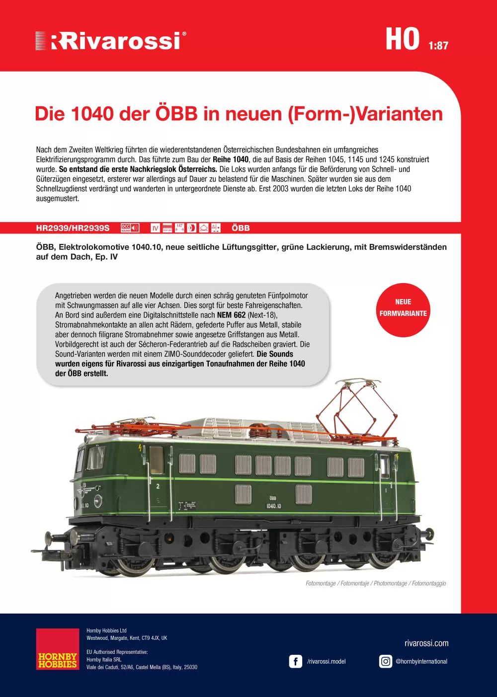 Rivarossi - ÖBB - Class 1040 electric locomotive