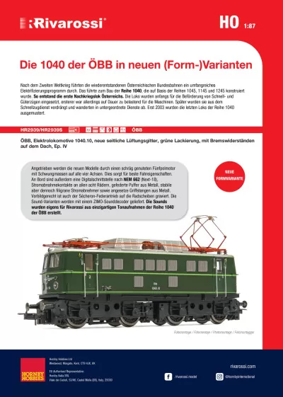 ÖBB - Class 1040 electric locomotive - Rivarossi