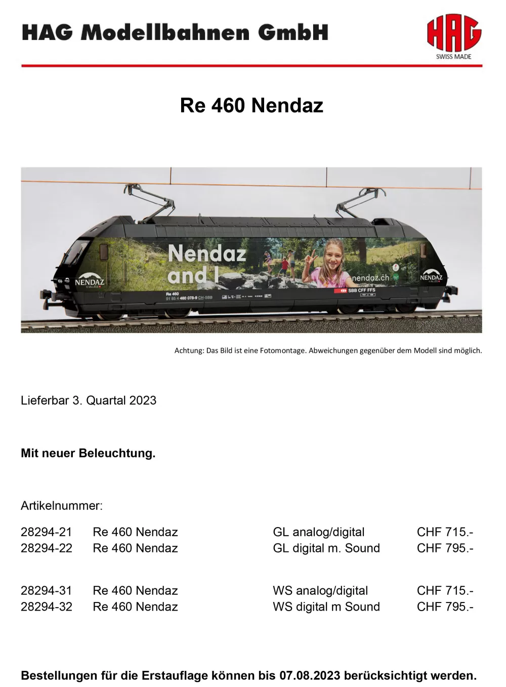 HAG - SBB CFF FFS - Re 460 "Nendaz"