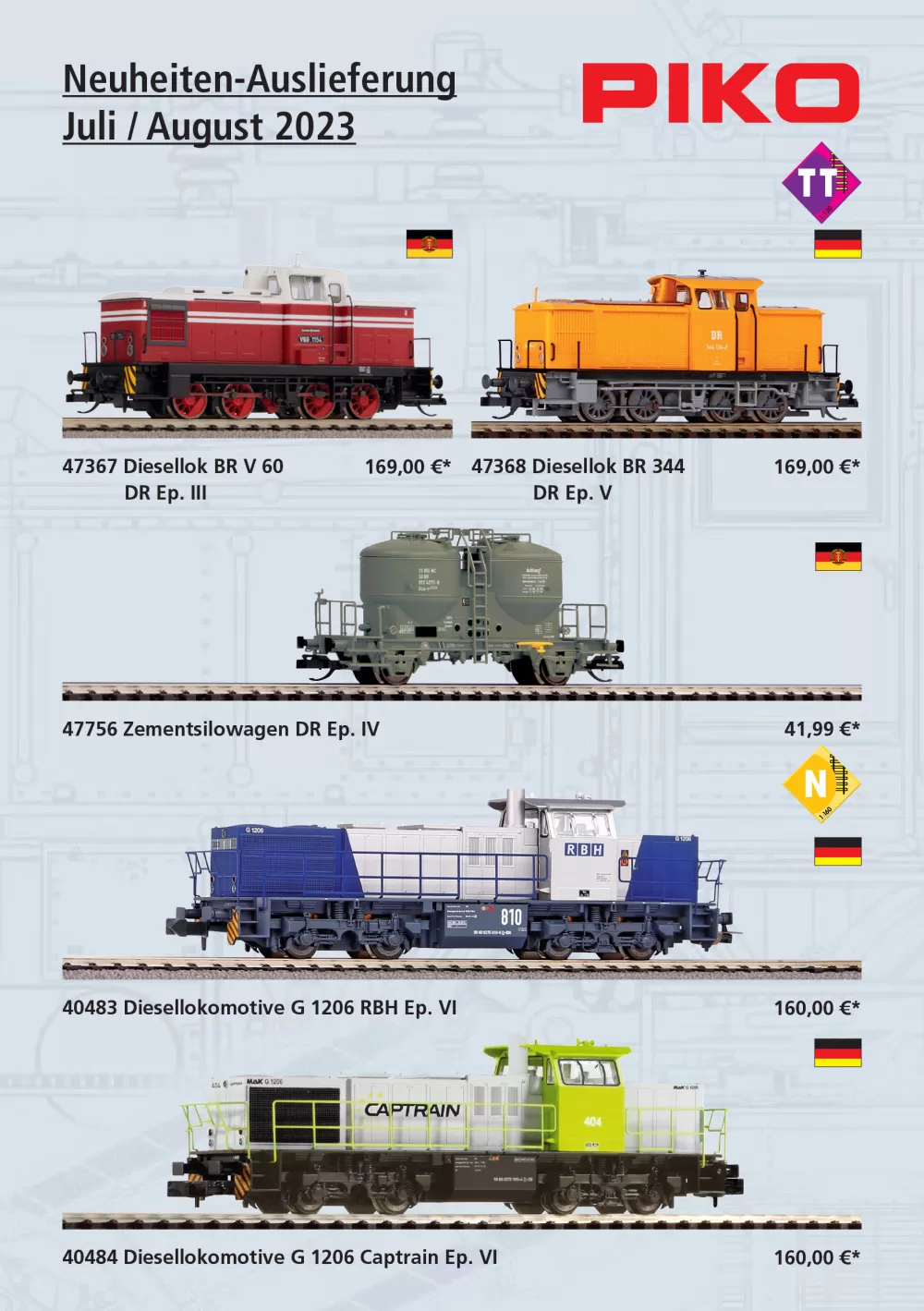 PIKO - Neuheiten-Auslieferung Juli / August 2023
