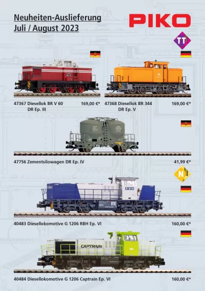 Neuheiten-Auslieferung Juli / August 2023 - PIKO