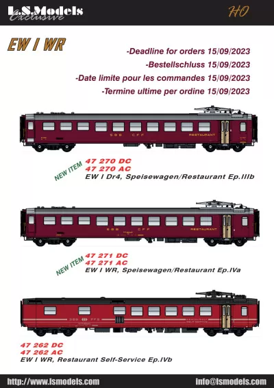 SBB CFF FFS - EW I restaurant coaches (WR) - LS Models