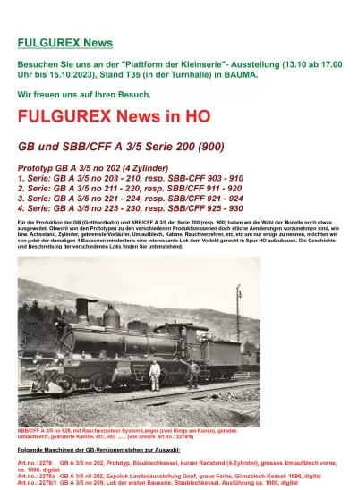 GB & SBB CFF - A 3/5 steam locomotive - Fulgurex