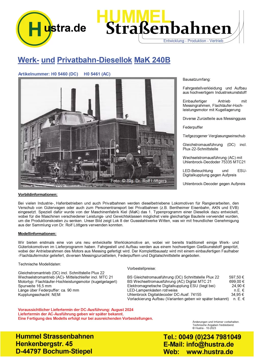 Hummel Strassenbahnen - Mak 240B diesel locomotive