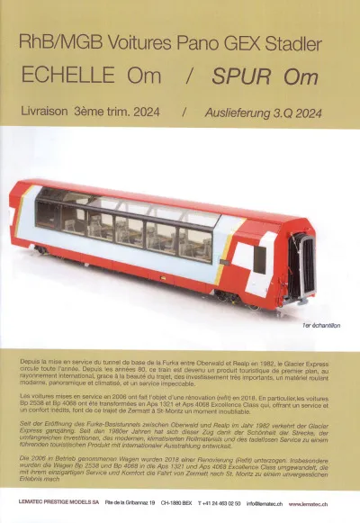 RhB/MGB - GEX Stadler panoramic coach - Lematec