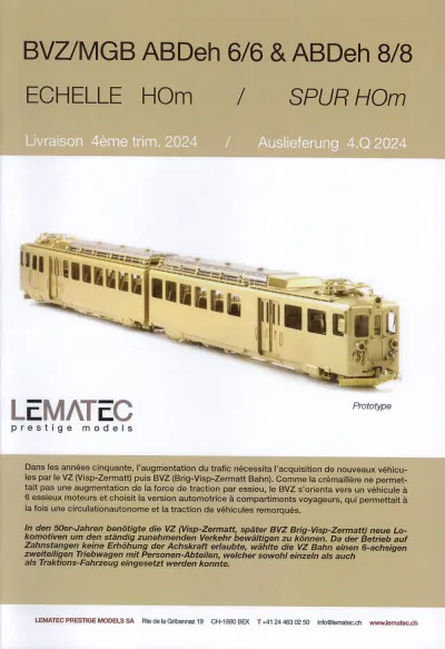 BVZ/MGB ABDeh 6/6 & ABDeh 8/8 electric railcars - Lematec