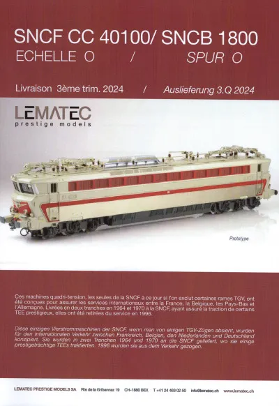 SNCF CC 40100 / SNCB 1800 electric locomotive - Lematec
