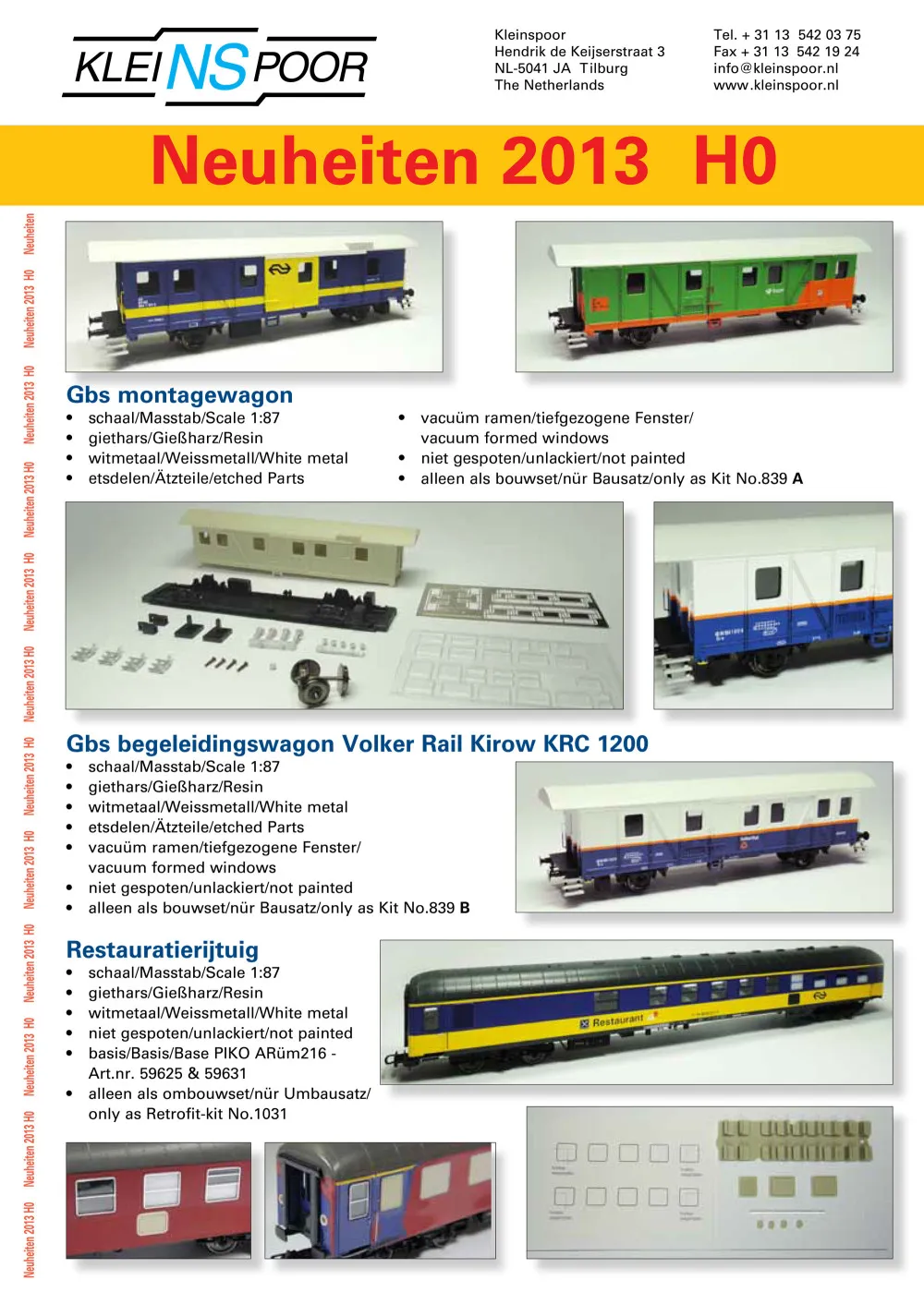 Kleinspoor - Novelties 2013