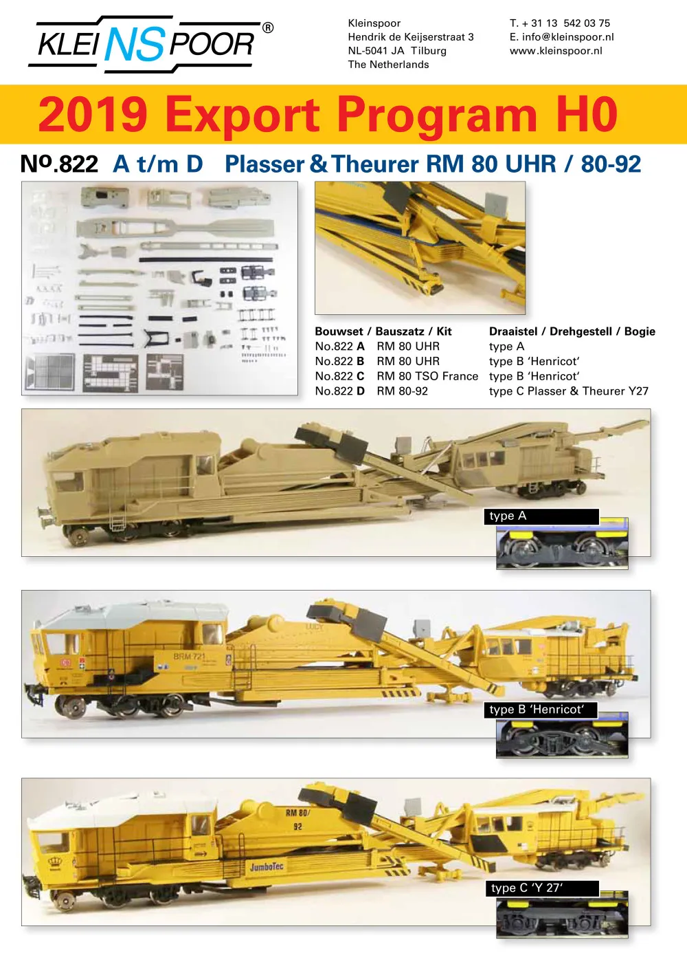 Kleinspoor - Export Program 2019