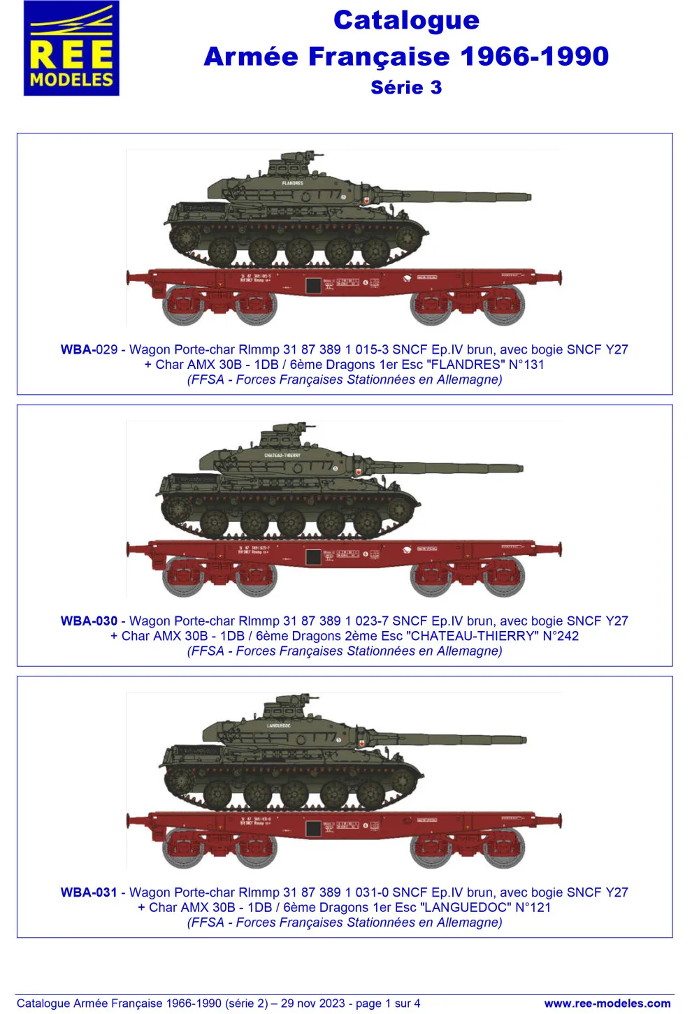 Rails Europ Express (REE) Modèles - French Army 1966-1990