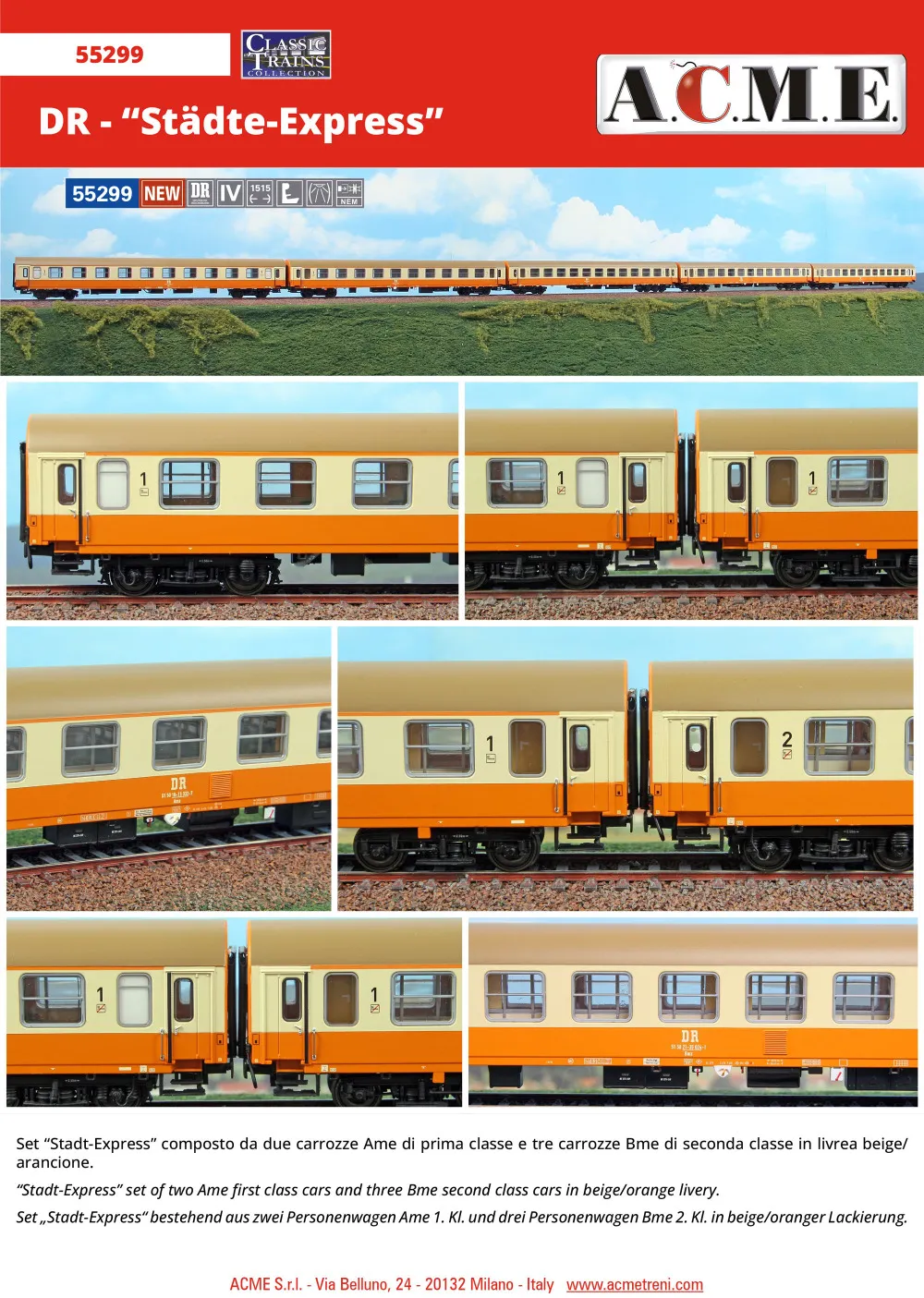 ACME - Anonima Costruzioni Modellistiche Esatte - DR - "Städte-Express" passenger coaches set