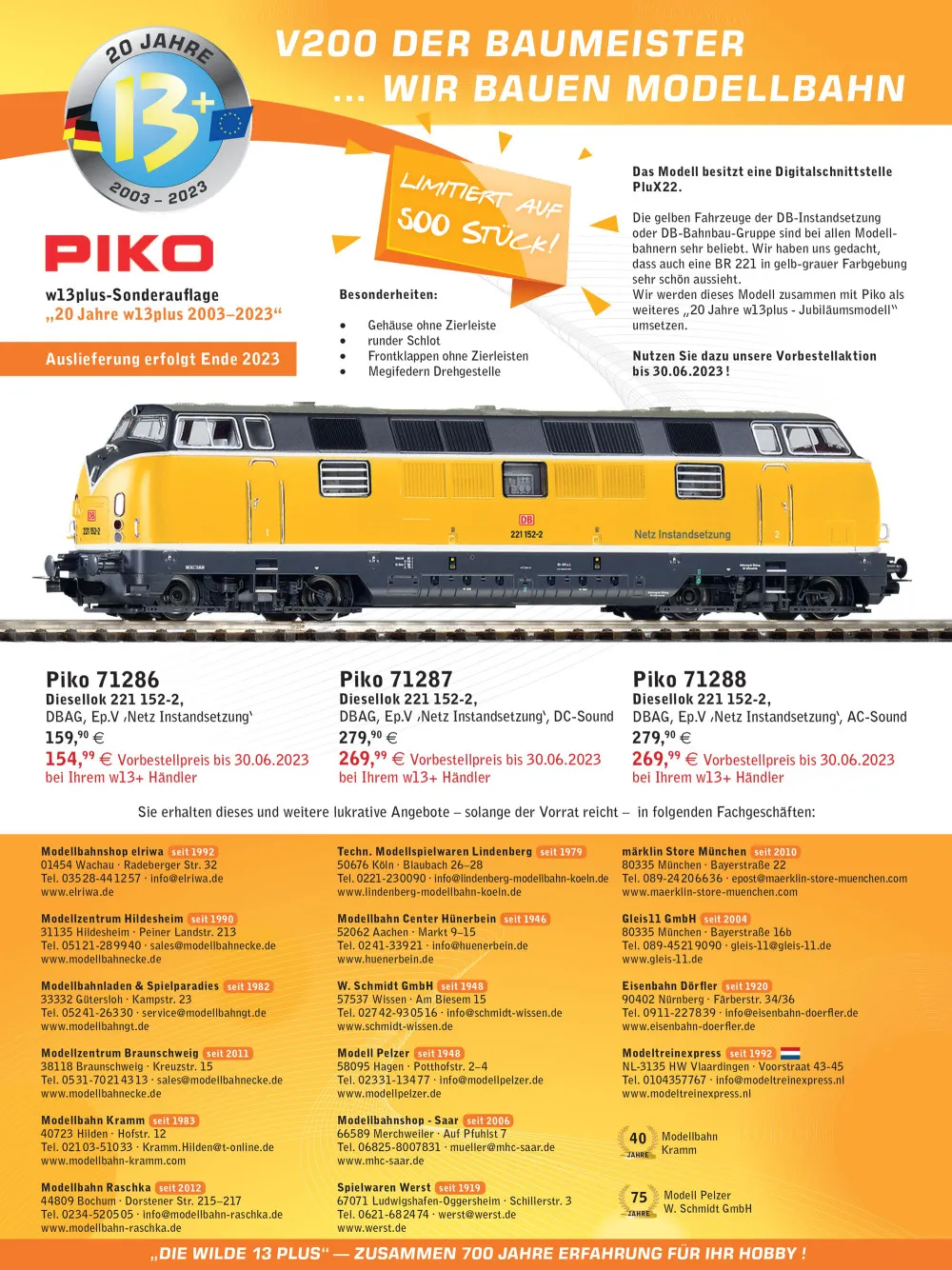 W13PLUS-HÄNDLERVEREINIGUNG - Announcements 06.2023