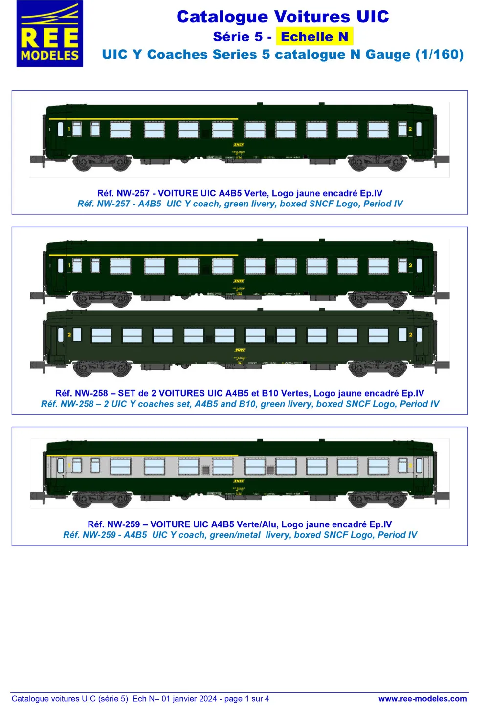 Rails Europ Express (REE) Modèles - UIC Y passenger coaches (5th series)