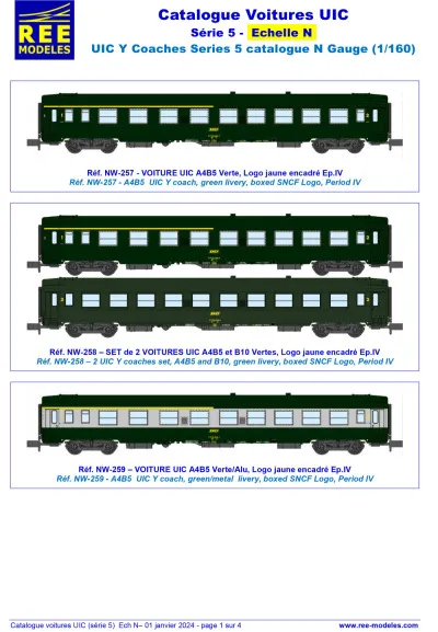 UIC Y passenger coaches (5th series) - Rails Europ Express (REE) Modèles