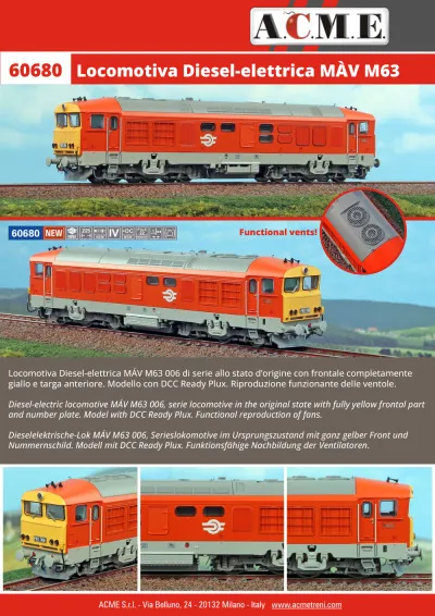 MAV - M63 diesel locomotive - ACME - Anonima Costruzioni Modellistiche Esatte