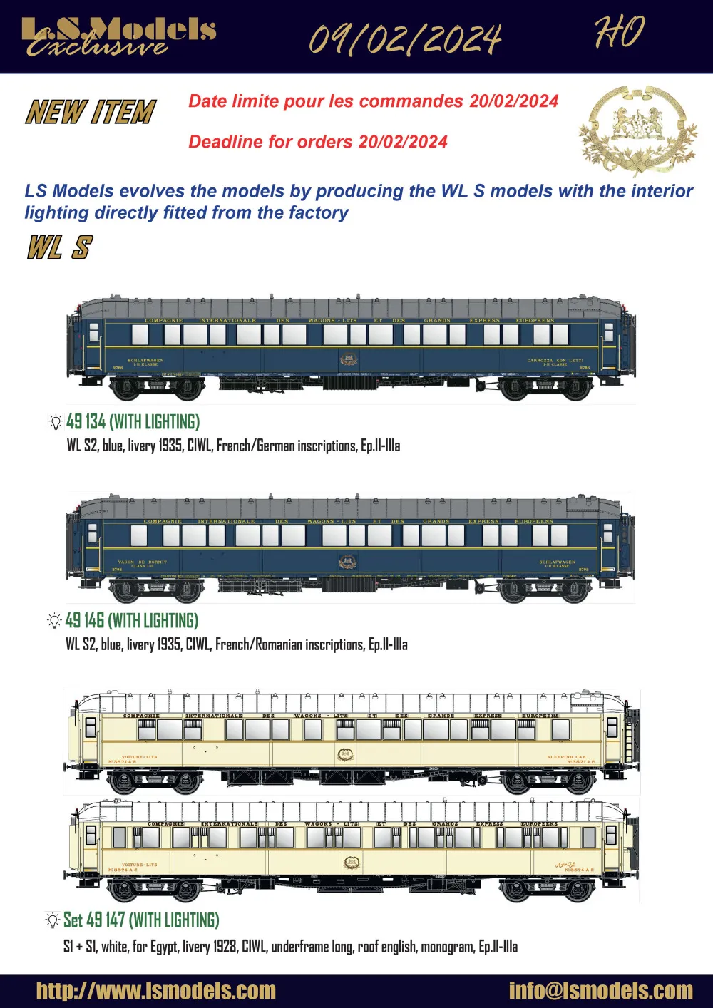 LS Models - CIWL passenger coaches