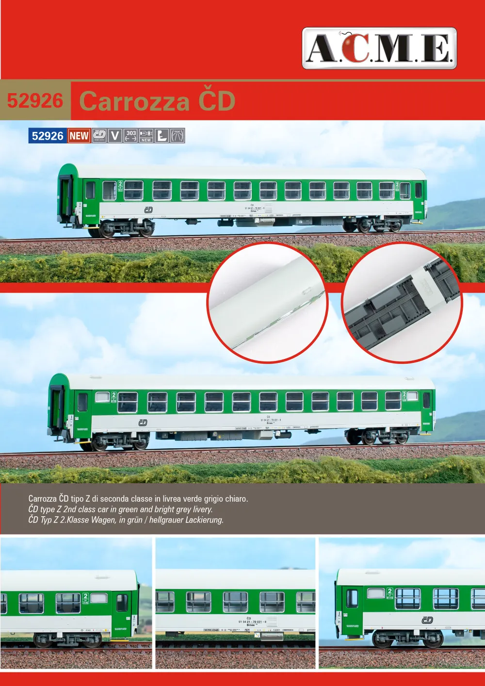 ACME - Anonima Costruzioni Modellistiche Esatte - ČD - Type Z 2nd class passenger coach