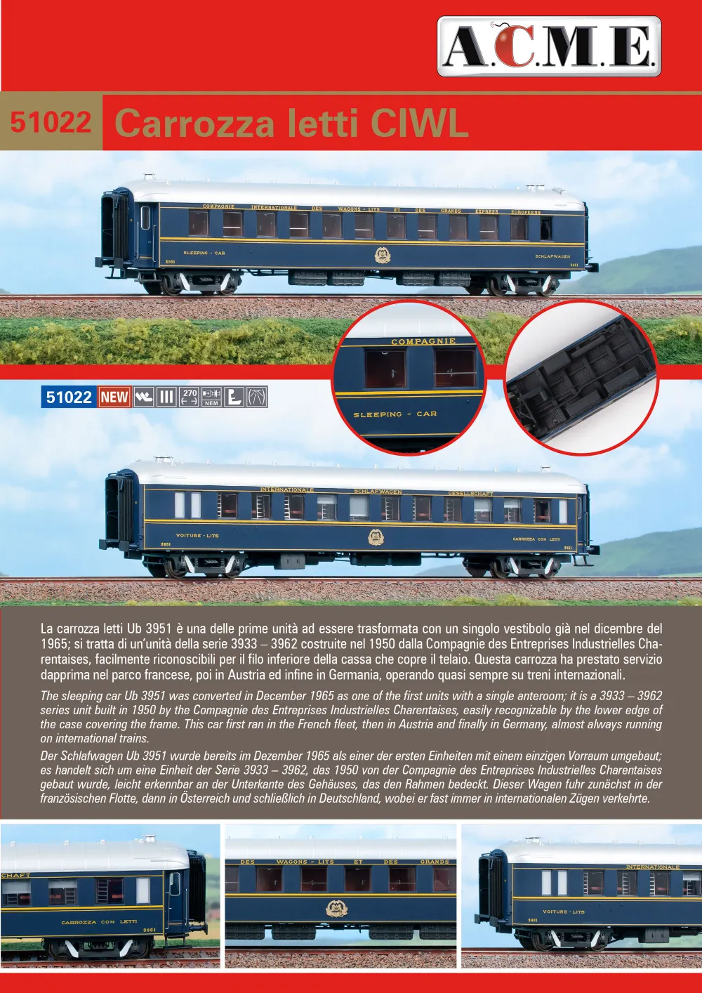 ACME - Anonima Costruzioni Modellistiche Esatte - CIWL - Ub 3951 passenger coach