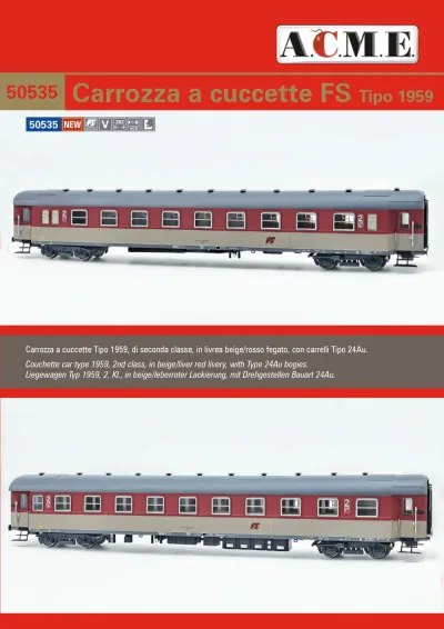 FS - Type 1959 2nd class passenger coach - ACME - Anonima Costruzioni Modellistiche Esatte