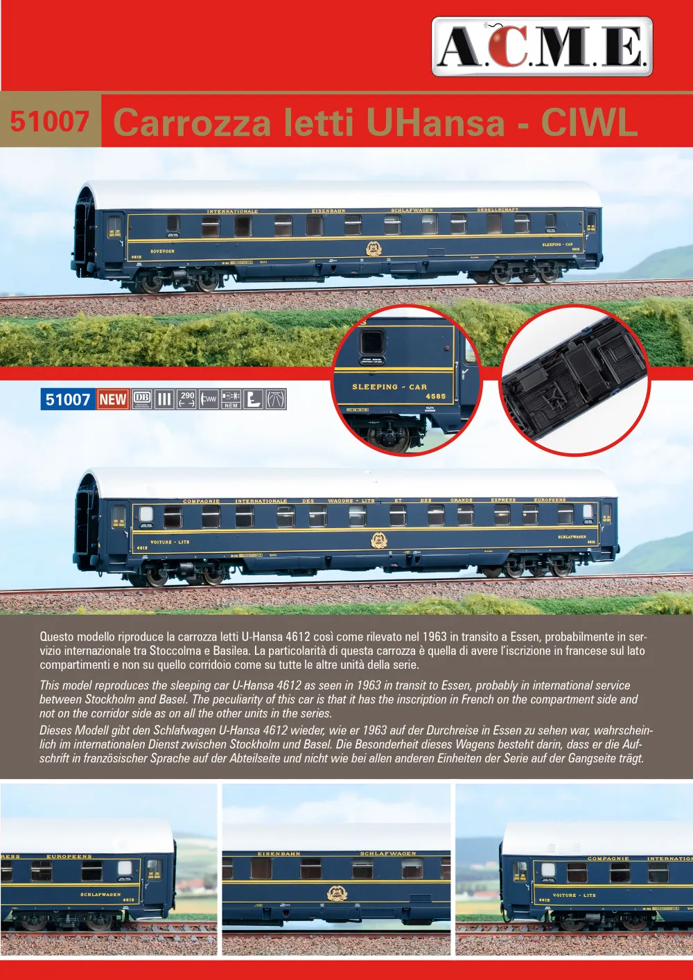 ACME - Anonima Costruzioni Modellistiche Esatte - DB / CIWL - UHansa sleeping car
