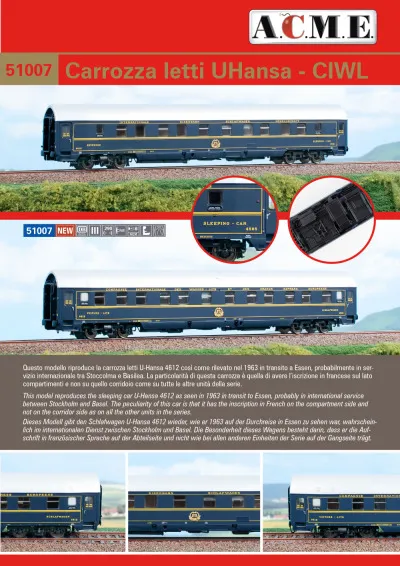 DB / CIWL - UHansa sleeping car - ACME - Anonima Costruzioni Modellistiche Esatte