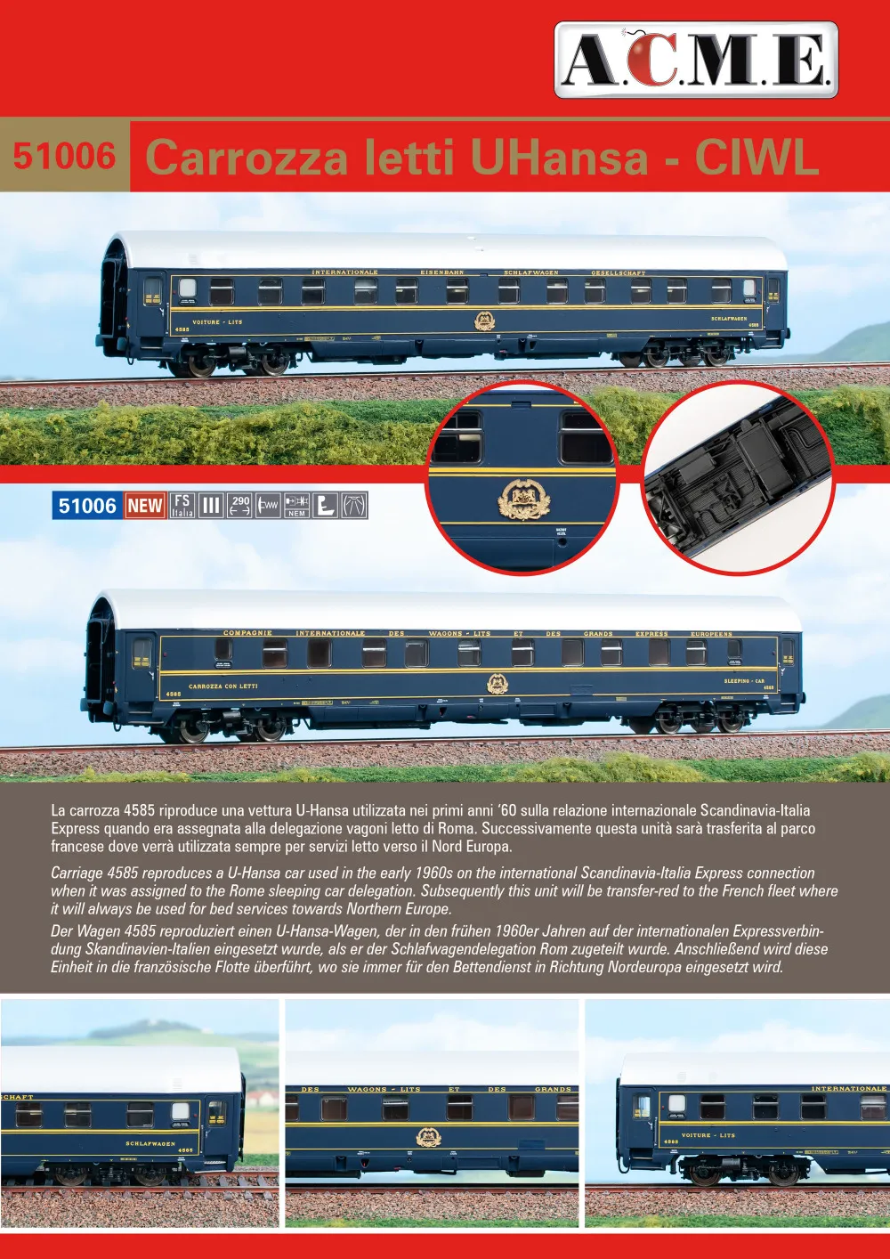 ACME - Anonima Costruzioni Modellistiche Esatte - FS / CIWL - UHansa sleeping car
