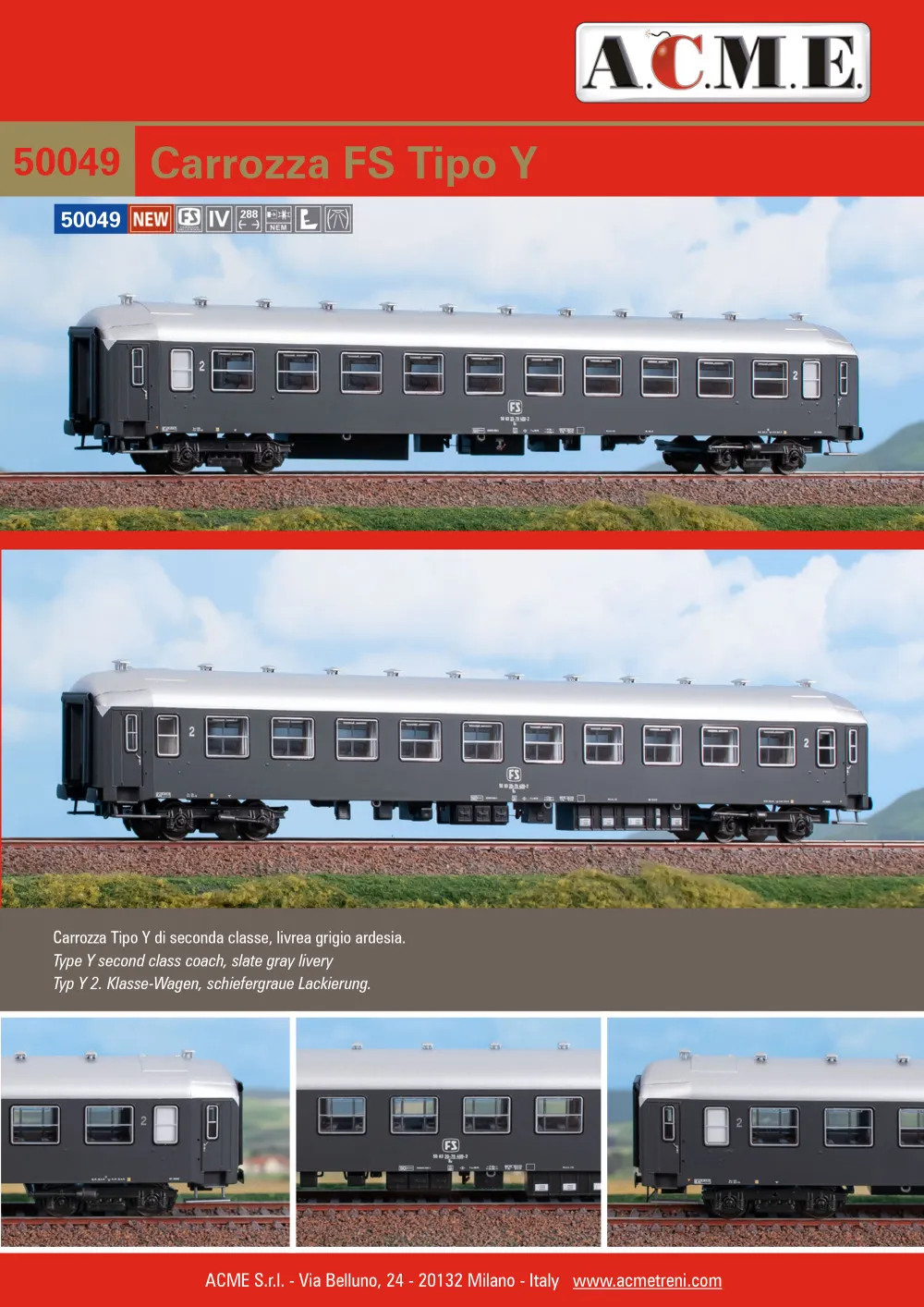 ACME - Anonima Costruzioni Modellistiche Esatte - FS - Type Y passenger coach