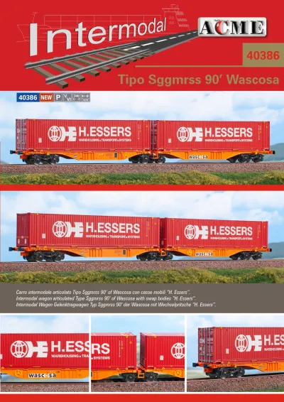 Wascosa - Sggmrss 90' freight wagons w. "H. Essers" load - ACME - Anonima Costruzioni Modellistiche Esatte