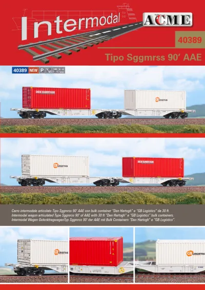 AAE - Sggmrss 90' freight wagons w. "Den Hartogh" & "GB Logistics" load - ACME - Anonima Costruzioni Modellistiche Esatte